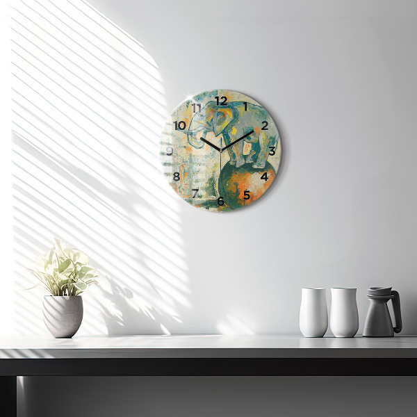 Orologio rotondo Postura dell'elefante dipinta