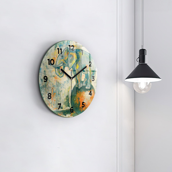 Orologio rotondo Postura dell'elefante dipinta