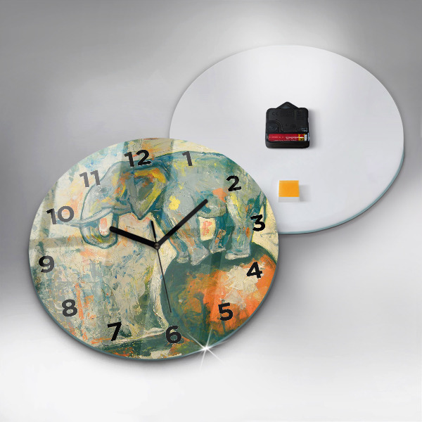 Orologio rotondo Postura dell'elefante dipinta