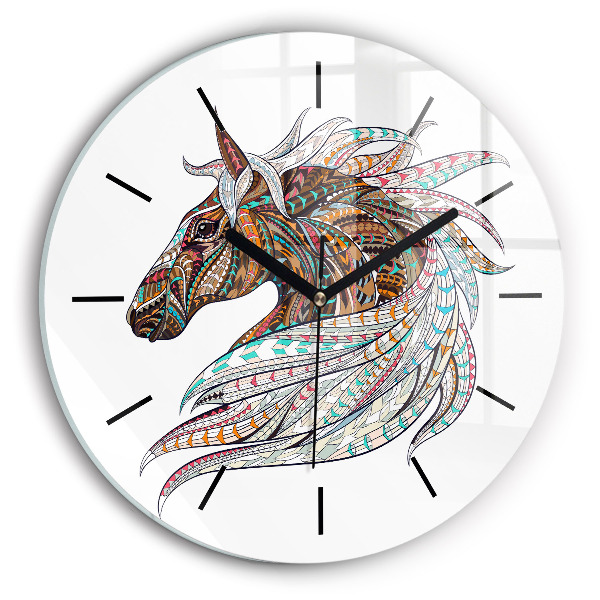 Orologio rotondo in vetro Illustrazione di cavallo