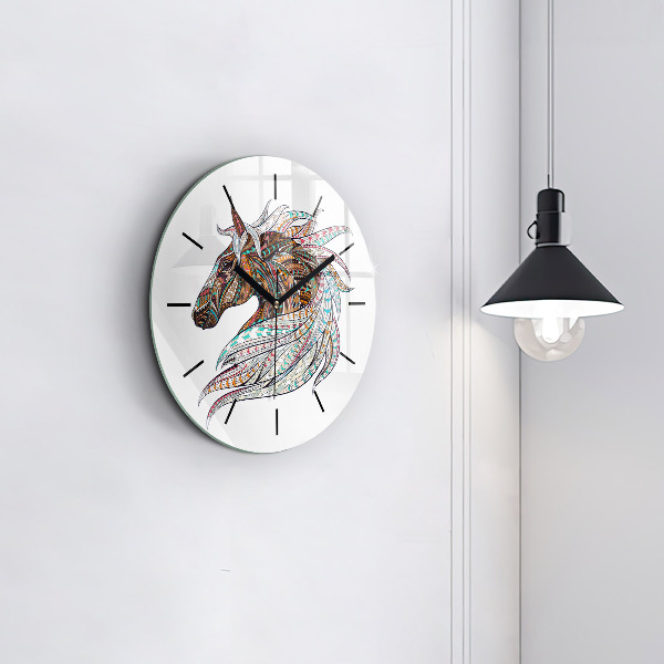 Orologio rotondo in vetro Illustrazione di cavallo