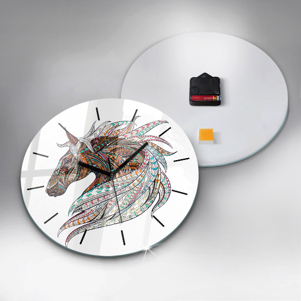 Orologio rotondo in vetro Illustrazione di cavallo