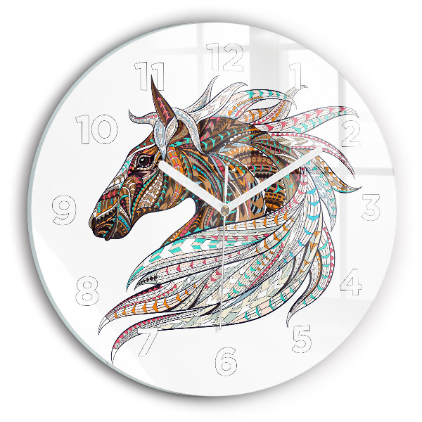 Orologio rotondo in vetro Illustrazione di cavallo