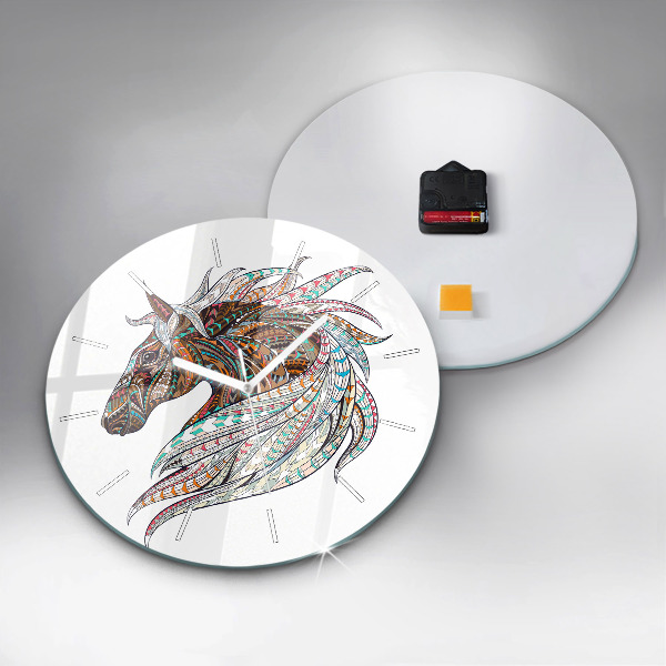 Orologio rotondo in vetro Illustrazione di cavallo