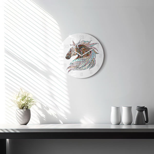 Orologio rotondo in vetro Illustrazione di cavallo