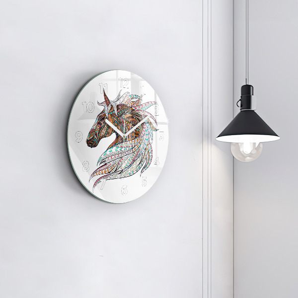 Orologio rotondo in vetro Illustrazione di cavallo