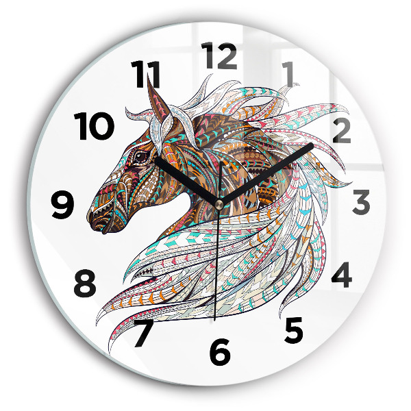 Orologio rotondo in vetro Illustrazione di cavallo