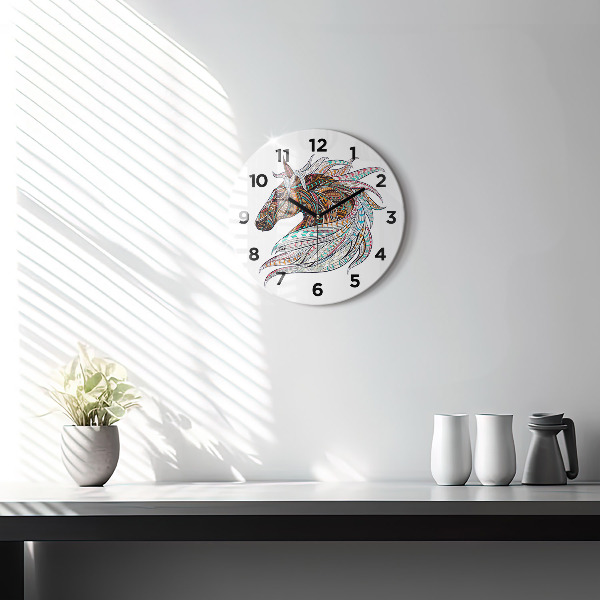 Orologio rotondo in vetro Illustrazione di cavallo