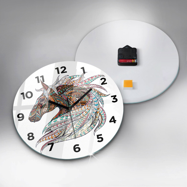 Orologio rotondo in vetro Illustrazione di cavallo