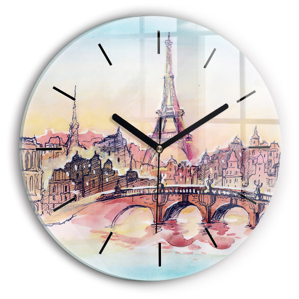 Orologio rotondo Paesaggio dipinto di Parigi