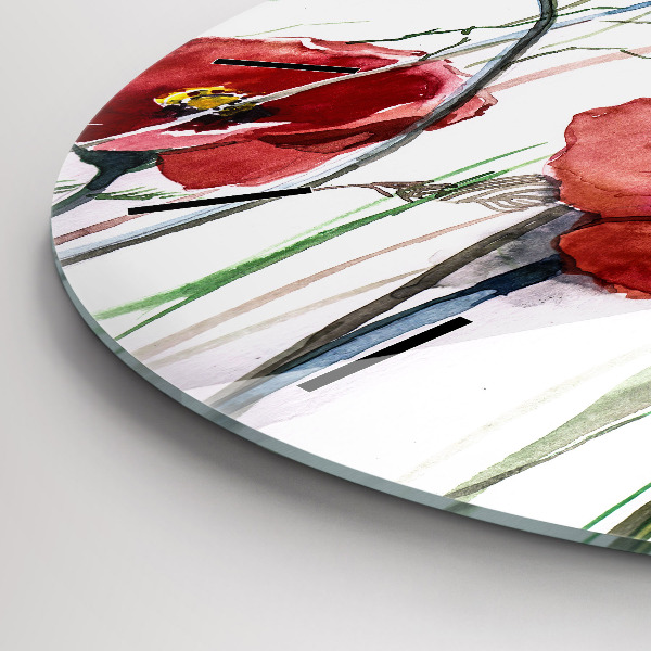Orologio rotondo Papaveri rossi dipinti