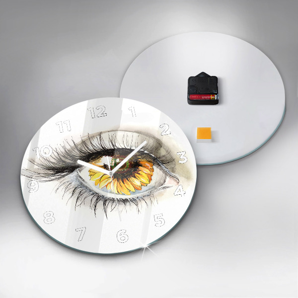 Orologio rotondo Fiore di girasole nell'occhio