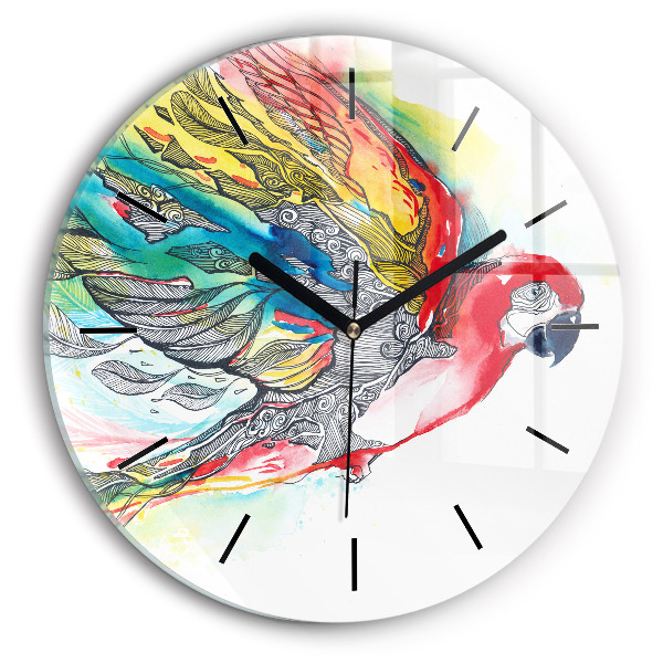 Orologio rotondo Pappagallo colorato in volo