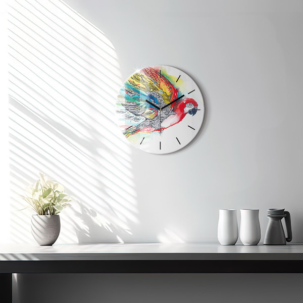 Orologio rotondo Pappagallo colorato in volo