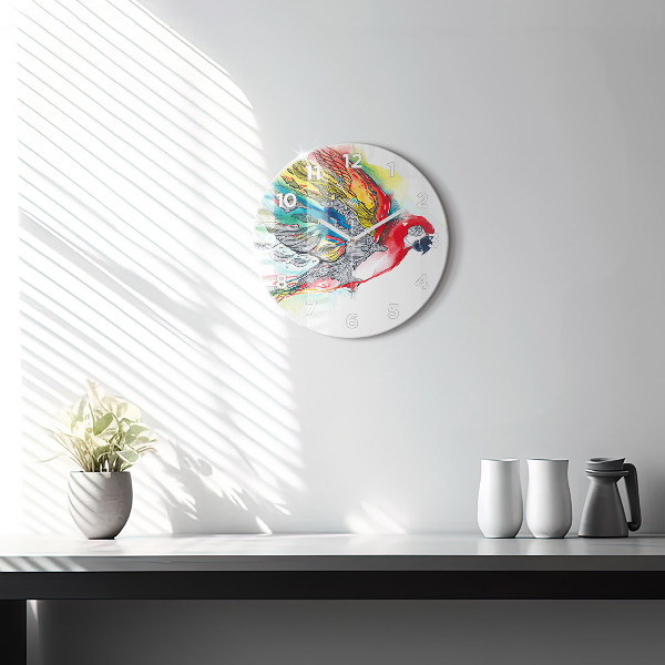 Orologio rotondo Pappagallo colorato in volo