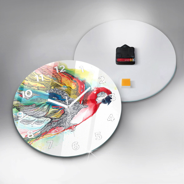 Orologio rotondo Pappagallo colorato in volo
