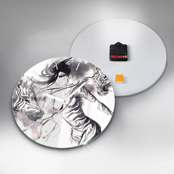 Orologio rotondo Donna e zebre