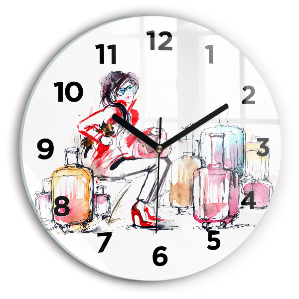 Orologio rotondo Donna con valigie