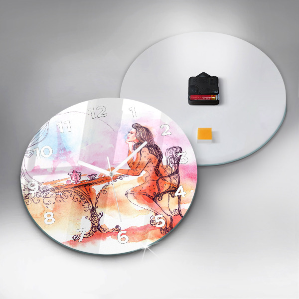 Orologio rotondo Donna che beve il tè