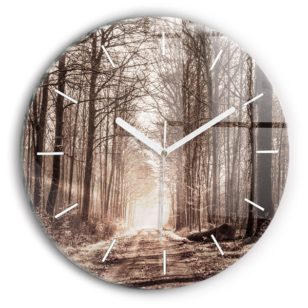 Orologio rotondo Sentiero forestale in seppia