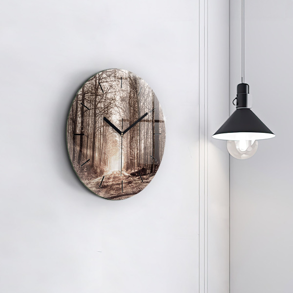 Orologio rotondo Sentiero forestale in seppia