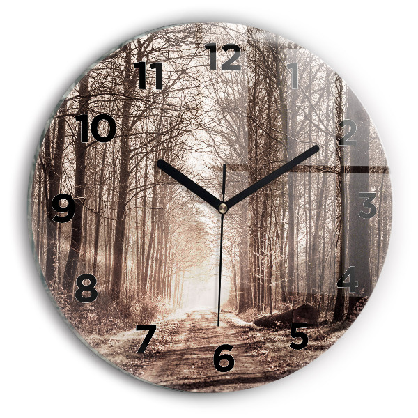 Orologio rotondo Sentiero forestale in seppia