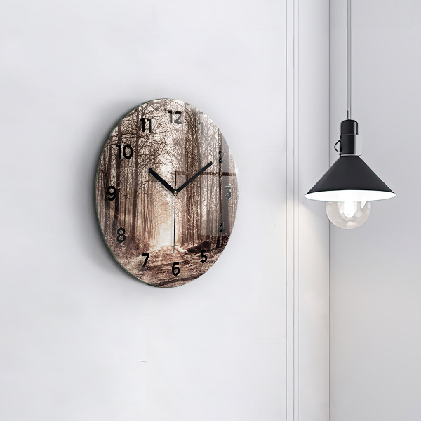 Orologio rotondo Sentiero forestale in seppia