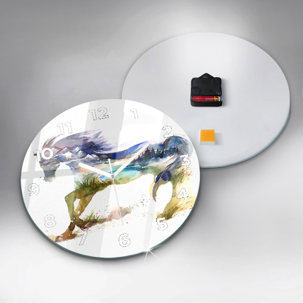 Orologio rotondo Montagne dipinte e cavallo
