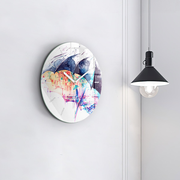 Orologio rotondo Ombrello antipioggia e città