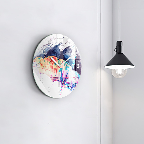 Orologio rotondo Ombrello antipioggia e città