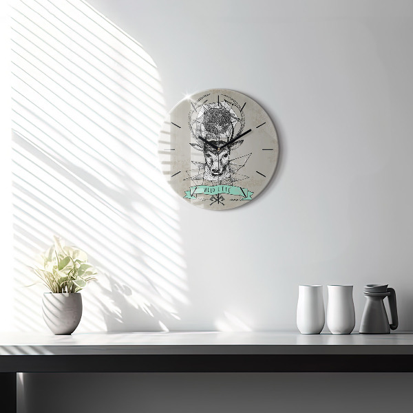 Orologio rotondo Testa di cervo