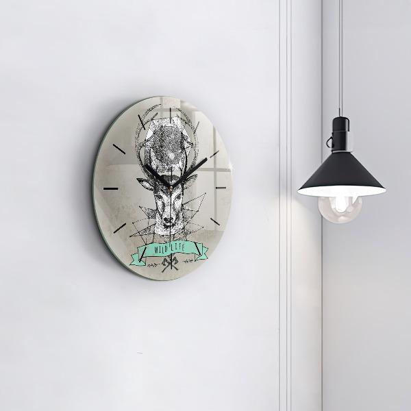 Orologio rotondo Testa di cervo