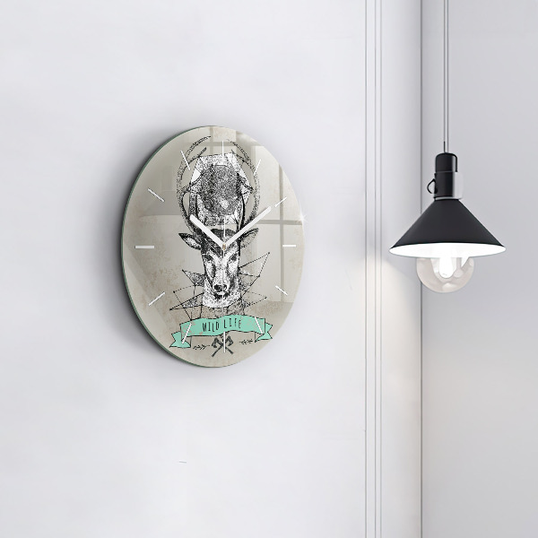 Orologio rotondo Testa di cervo