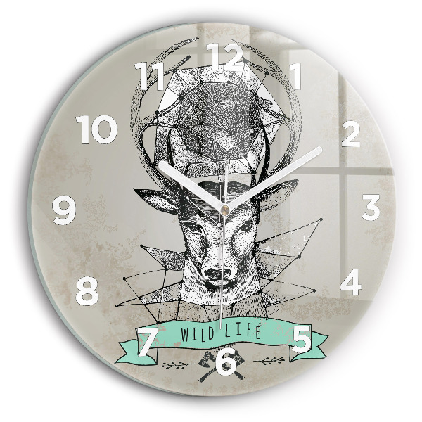 Orologio rotondo Testa di cervo