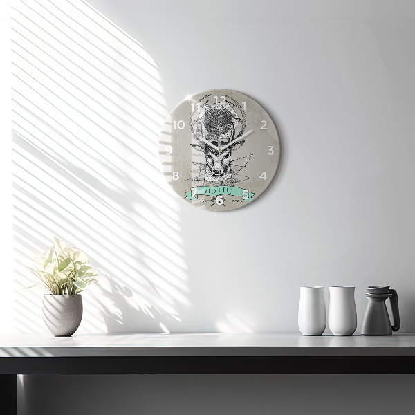Orologio rotondo Testa di cervo