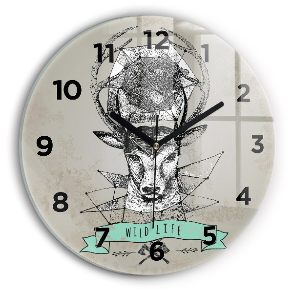Orologio rotondo Testa di cervo