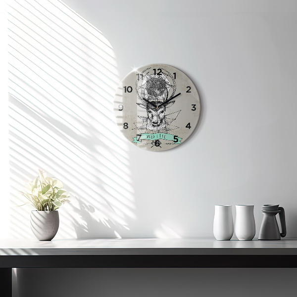 Orologio rotondo Testa di cervo