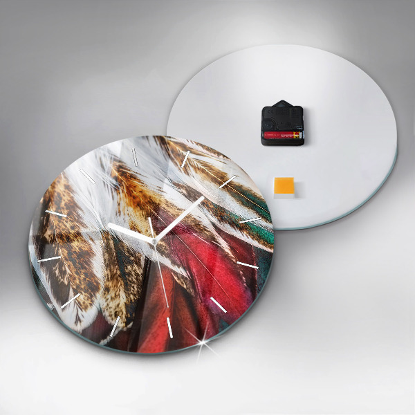 Orologio rotondo Piume di uccello marrone chiaro