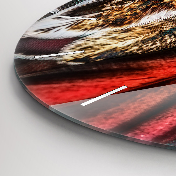 Orologio rotondo Piume di uccello marrone chiaro