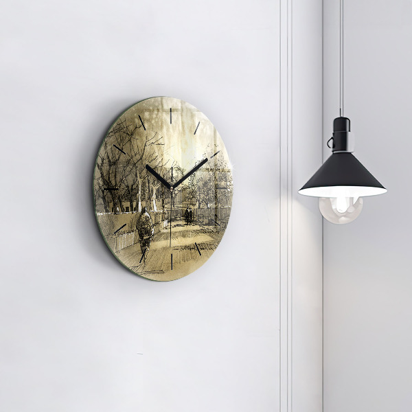 Orologio rotondo Parco e alberi in seppia