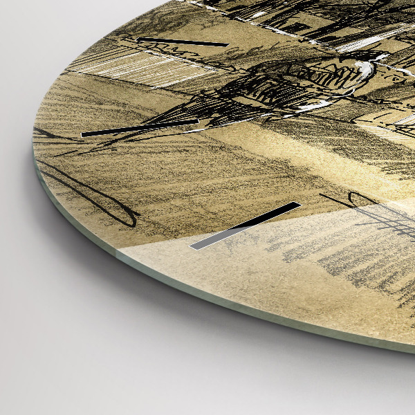 Orologio rotondo Parco e alberi in seppia