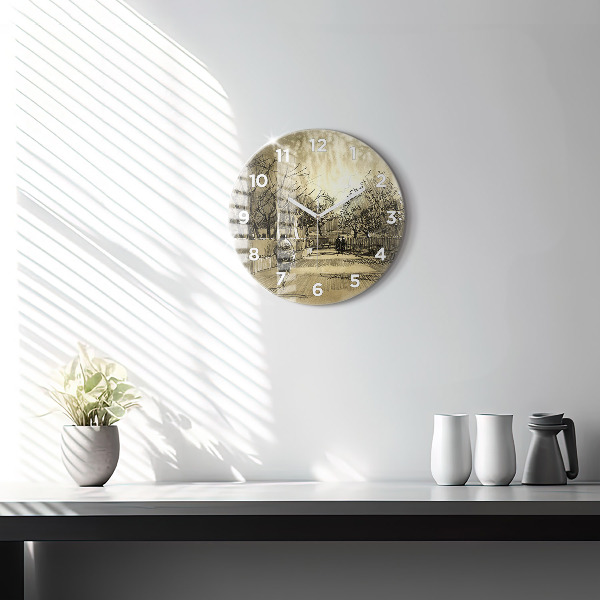 Orologio rotondo Parco e alberi in seppia