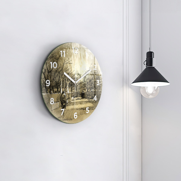 Orologio rotondo Parco e alberi in seppia