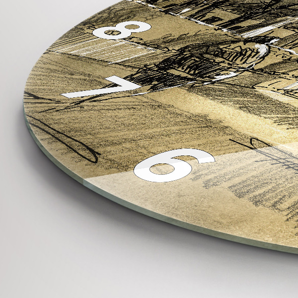 Orologio rotondo Parco e alberi in seppia