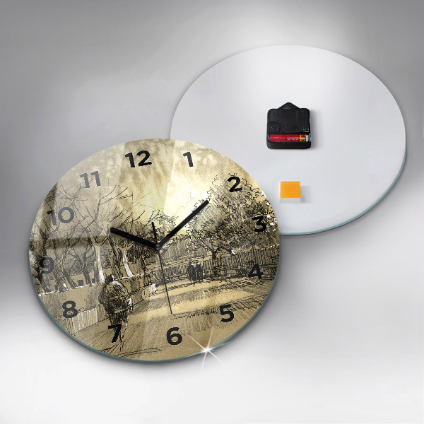 Orologio rotondo Parco e alberi in seppia