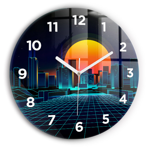Orologio rotondo in vetro Città del cyberspazio