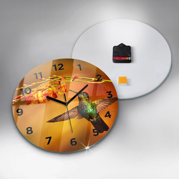 Orologio rotondo in vetro Uccello colibrì