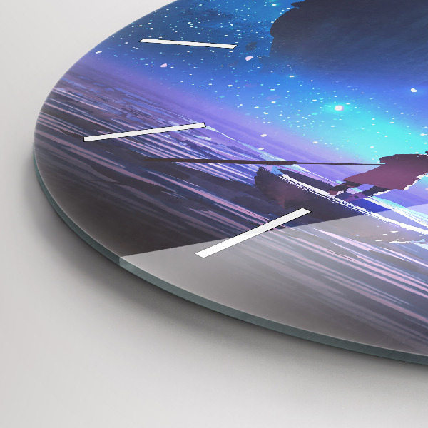 Orologio rotondo in vetro Nave a vela di fantasia