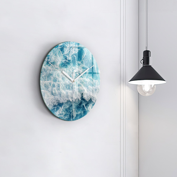 Orologio rotondo in vetro Onde del mare