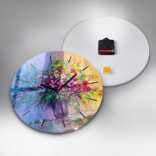 Orologio rotondo in vetro Fiori in un vaso
